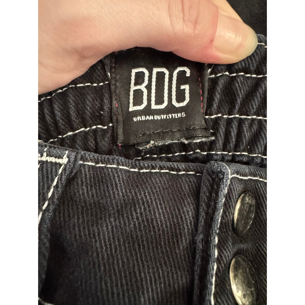 BDG Urban Outfitters Y2K Black Cargo Pants Contrast Stitch Wide Leg Utility 25 - Picture 5 of 9